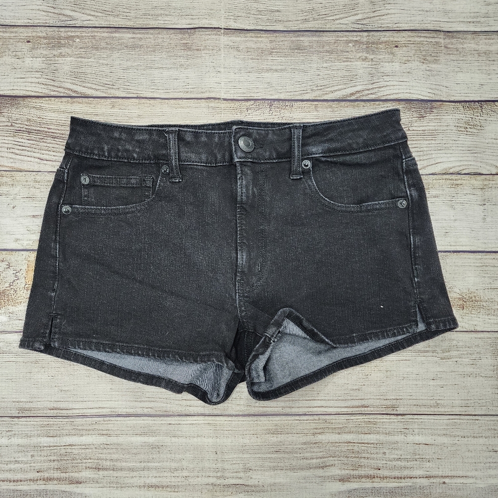 American‎ Eagle High Rise Shortie Shorts Black Super Stretch Size 6